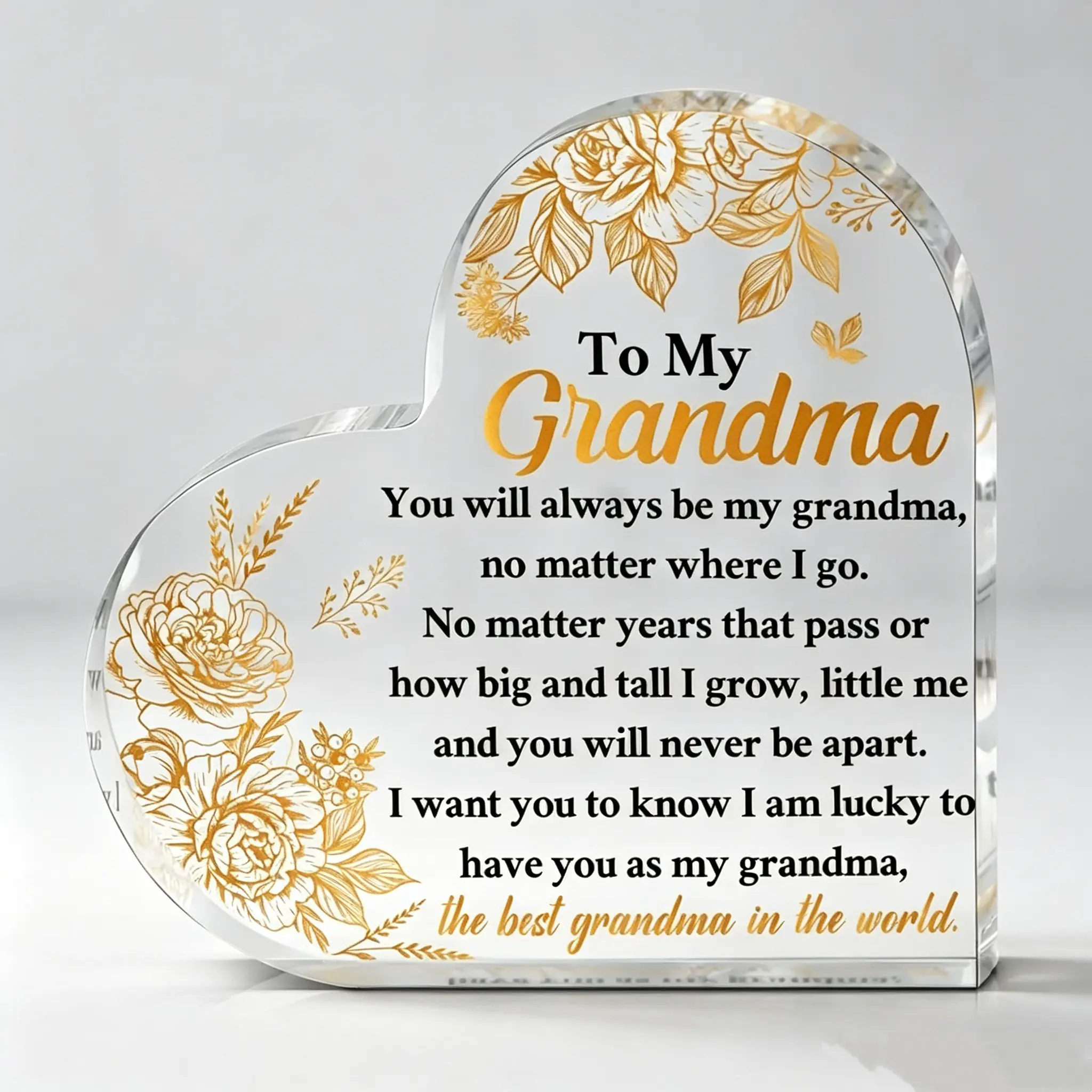 Durable Acrylic Heart Plaque, Floral Arrangement Speciality Plaques & Signs, Grandmother Gift from Granddaughter-Grandson, Home Office Desk Decor (Home Supplies), Artificial Floral Arrangement Speciality Plaques & Signs
