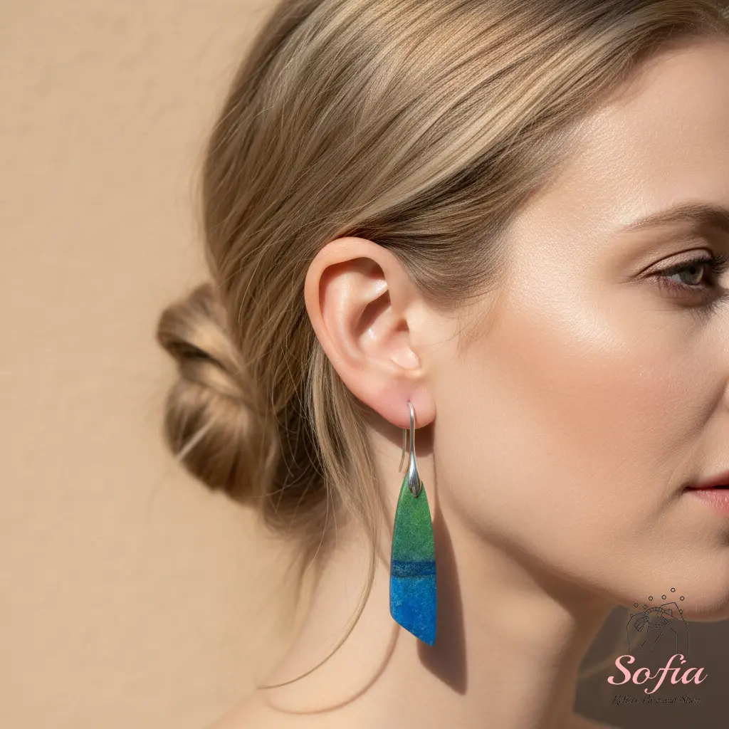 Azurite Earrings - Blue Green Stone Drop Earrings - Bohemian Chakra Jewelry - Gift for her