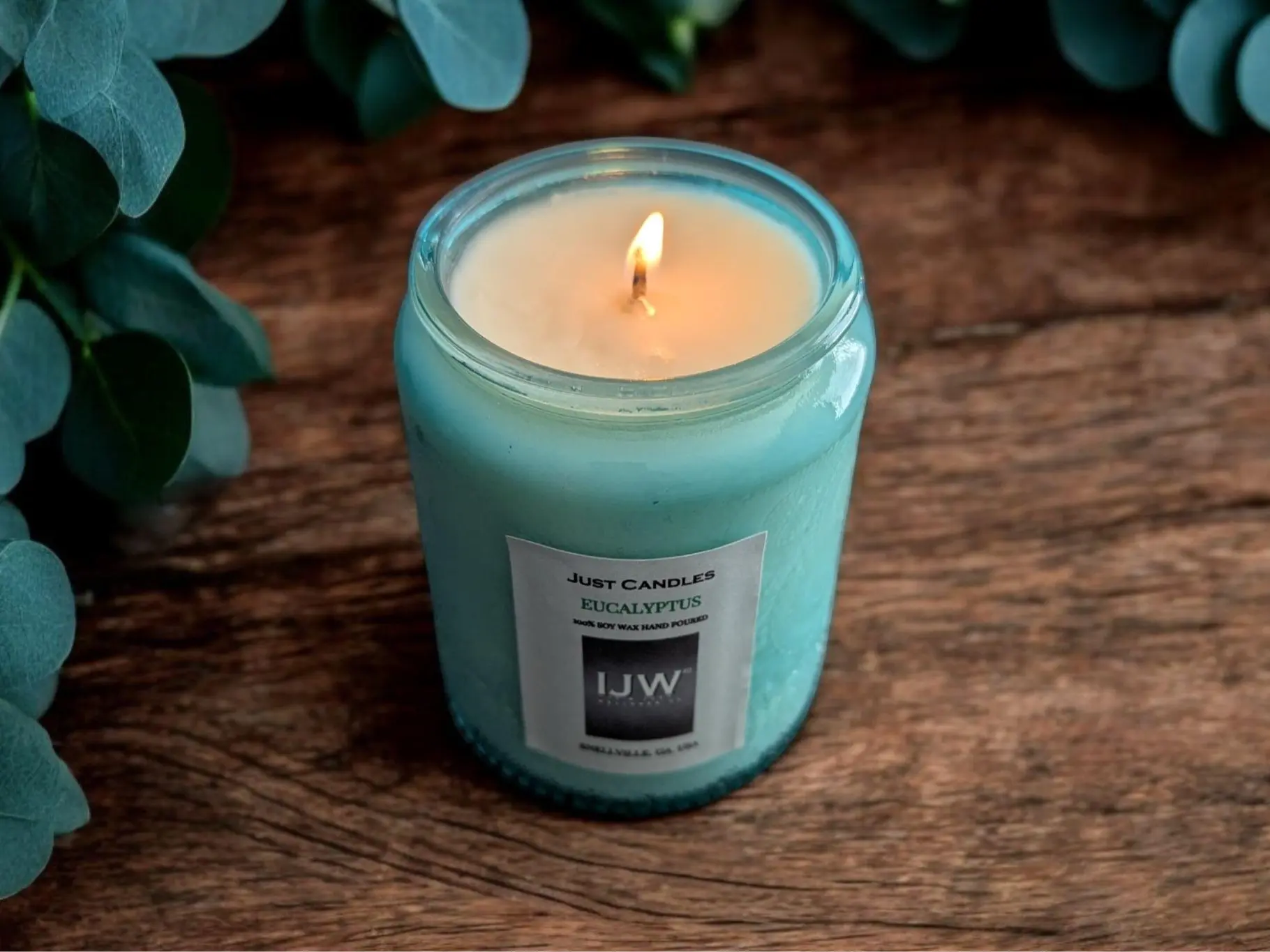 IJW 4U Eucalyptus Soy Wax Aromatherapy Candle for Relaxation & Aromatherapy - Eucalyptus Scented Soy Wax Candle for Calming Ambiance