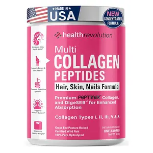 Multi Collagen Peptides Powder Types I II III V X Hydrolyzed Collagen for Skin Hair Nails Joint Support Grass Fed Non GMO