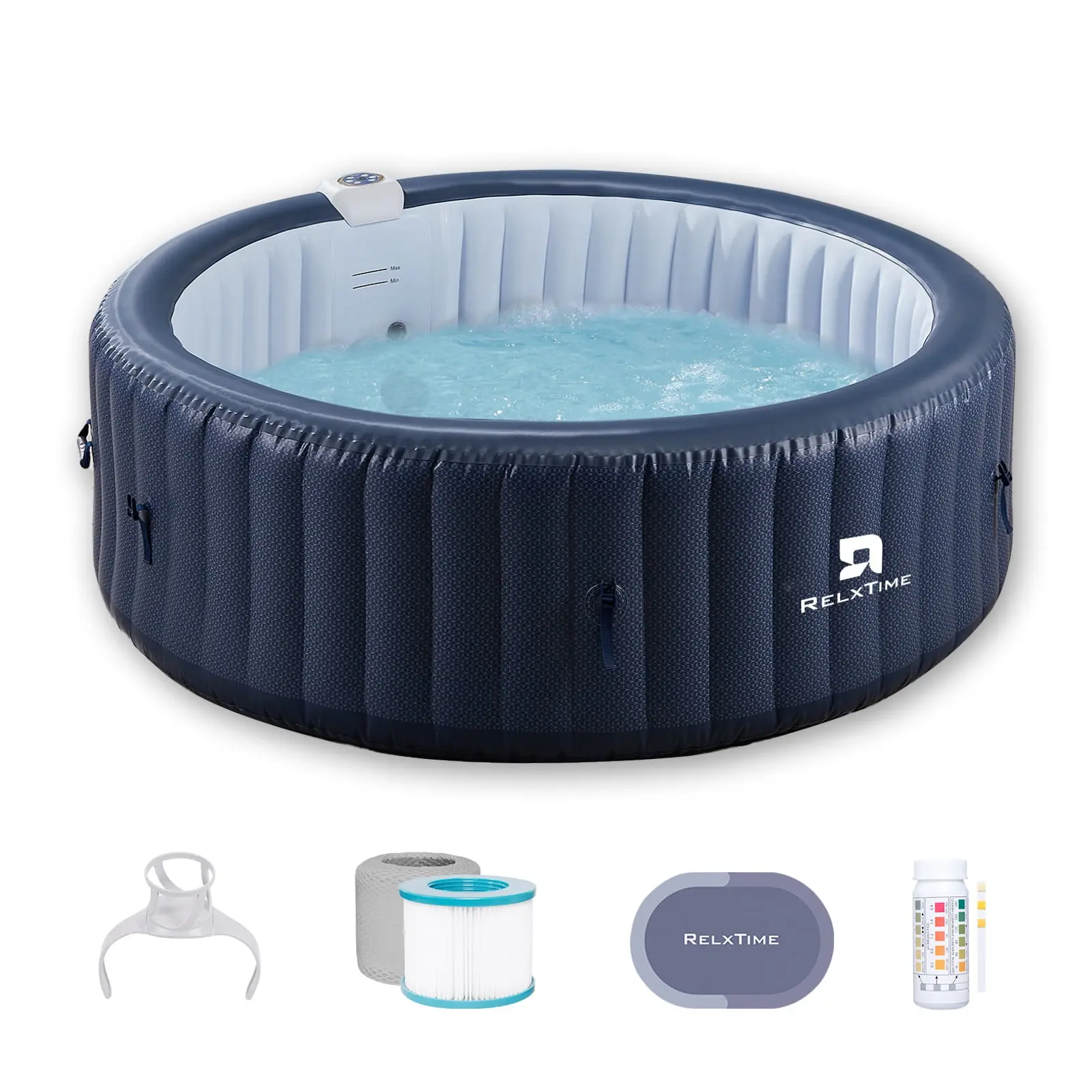 RELXTIME 4-6 Person Inflatable Hot Tub Pool, Portable Outdoor Jets Hot Tub with 130 Massage Jets, Blue Pool Supplies for Summer Use, Inflatable Pool,outdoorfurnitureset