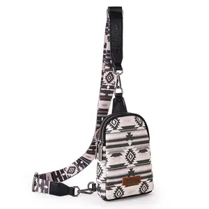 Wrangler Aztec Sling Bag Southwest Crossbody Bags Trendy Chest Bag for Women Shoulder Bag