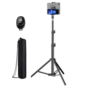 Adjustable Floor Tablet Phone Tripod & Selfie Stick, 47“ Extendable Phone Holder Stand with Remote, Universal for iPhone 17 16 15 14 13 12 11 Pro Max Plus,for iPad Pro 11 / 10.5 / 9.7 iPad Mini 4/3/2/1 iPad Air 5/4/3/2,for Samsung Galaxy Phone,Camera