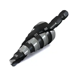 M35 Step Drill Bit for Metal,1/4 to 3/4 inch Step Drill Bits for Stainless Steel   Plastic,1/4 inch Hex Shank,Spriral Drouble-Fluted