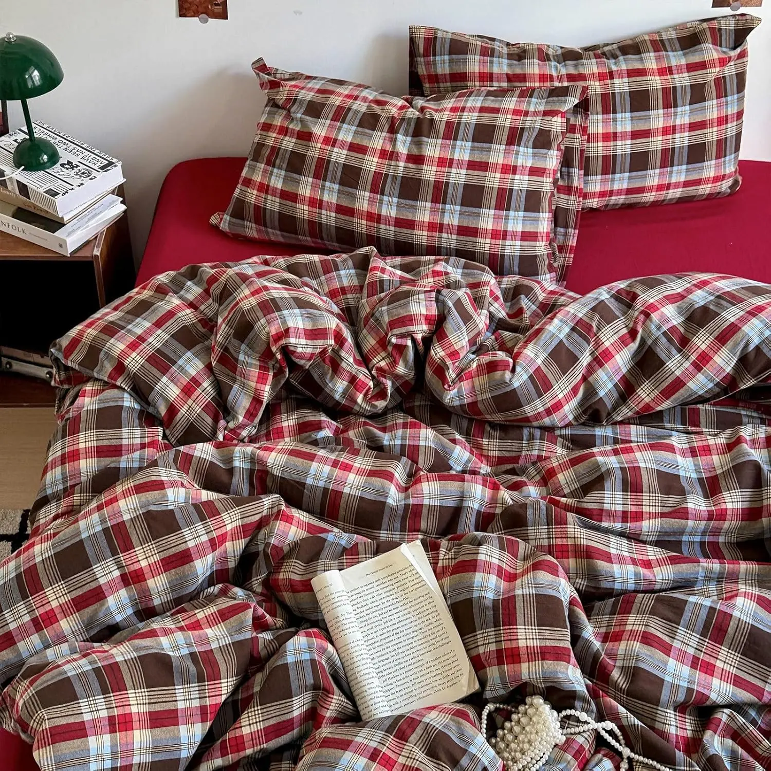 L# Red Brown Plaid