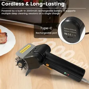 Wireless Electric Barbecue Grill Cleaner - Rechargeable electric barbecue BBQ brush, with a rotational speed of 1100 revolutions per minute, a battery life of 90 minutes, a non-slip ergonomic handle, suitable for outdoor barbecue grills.