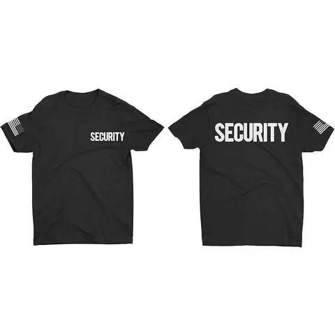 Security Brand Men's Crewneck T-Shirt Front Back Print Double Visibility High-Quality Commercial Screen Print 100% Cotton Regular Colors or 50/50 Cotton-Polyester Blend Heather Neon Shades Comfortable Fit Crewneck Tshirt Cotton