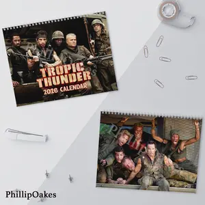 PhillipOakes Tropic Thunder Wall Calendar 2026 Funny Movie Calendar for Movie Fan Lover 270gsm Premium Paper 11x8.5 & 14x11.5 Inches Eco-Friendly Design