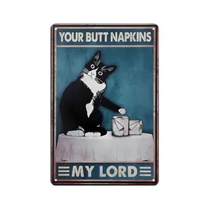 8 x 12 Inches Funny Black Cat Metal Sign "Are You Pooping?" Vintage Bathroom Decor Gothic Home Decor for Apartments or Houses Aluminum Wall Art