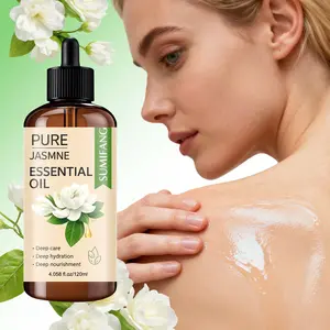 SUMFANG Jasmine Essential Oil 120ml – Jasmine flower extract + collagen peptides + Vitamin C – Improves skin elasticity, soothes dryness, and reveals a healthy glow | Suitable for facial, body, and hair massage, leaving skin soft and radiant.