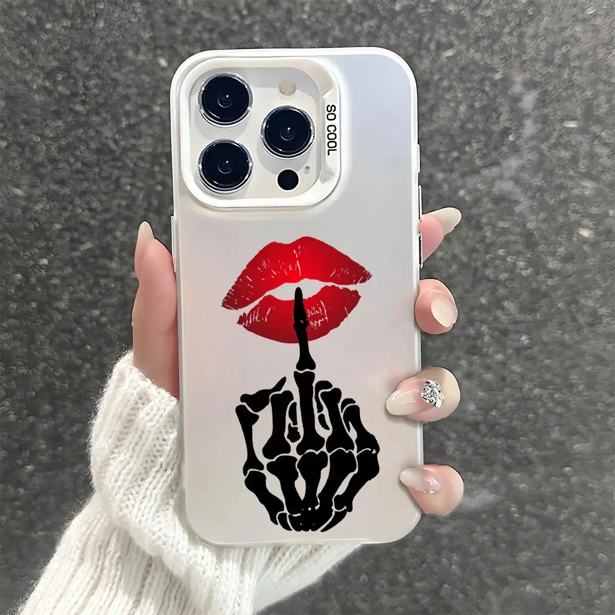 Skull Hand Lip Tattoo iPhone Case - Shockproof, Durable, Unique Protective Phone Cover for iPhone 7/8/X/XR/11/12/13/14/15/16/17 Pro Max Plus, Air, 16E, XSMAX Mobile Phone Accessories