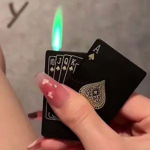 Cool Lighter, Playing Card Lighter - Windproof Butane Jet Light, Metal Design, Suitable for Indoor and Outdoor Use, Great for BBQs, Candles and Gifts (Butane Gas Not Included), Candle Lighter | Stylish Metal Lighter | Flame Effect, Candle Lighter