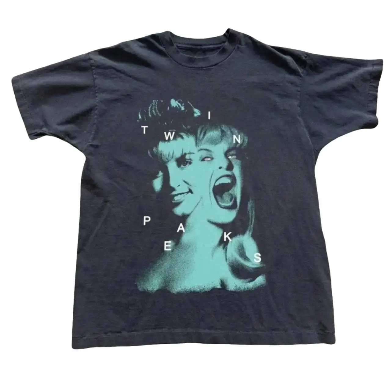 Twin Peaks Graphic T-Shirt, Black Unisex Cotton Tee, Teal Woman Face Graphic Shirt, Vintage 90s TV Series Tee, Retro Y2K Streetwear Fan Gift