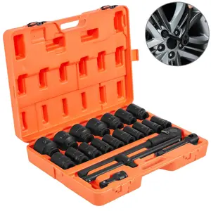 VEVOR Impact Socket Set 3/4 Inches 22 Piece Deep Impact Sockets, TikTokShopBlackFriday, Socket Assortment 3/4 Inches Drive Socket Set Impact Standard SAE Sizes 7/8 Inches to 2 Inches Includes Adapters and Ratchet Handle