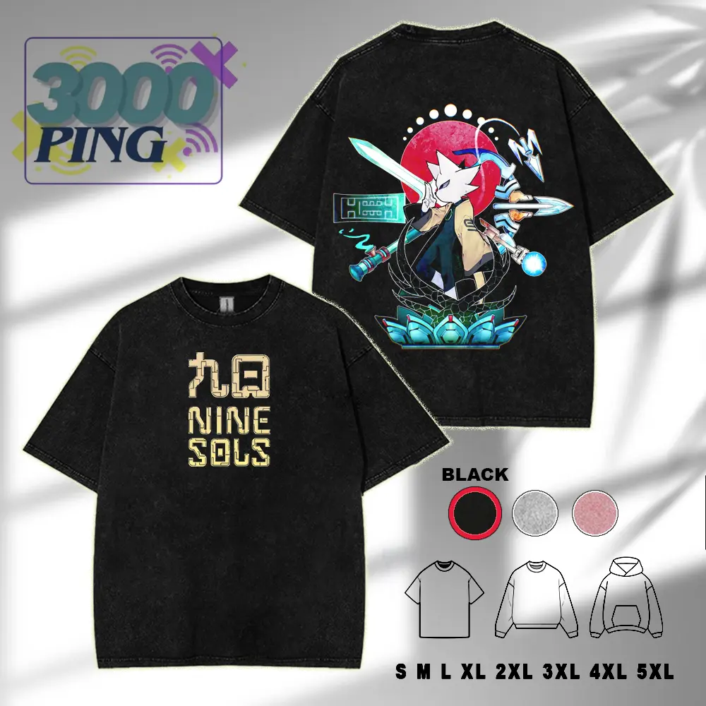Nine Sols Game graphic Washed Unisex Tee, Gamer Gift, Menswear Game graphic tee Oversized Seamless Tropical vintage trendy t-shirt Top Tshirt