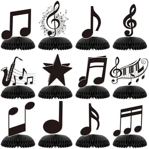 12 Pack Music Notes Honeycomb Centerpiece Table Party Decorations-Musical Notes Theme Happy Birthday Decorations Honeycomb Center Tables Decor Party Baby Shower Supplies for Women、Men、Boys Girls