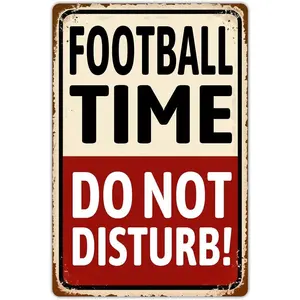 Funnysign Boys Football Gifts Football Time,Do Not Disturb! Metal Tin Sign for Boys Room Man Cave Bedroom Living Room Decor 8 x 12 Inches