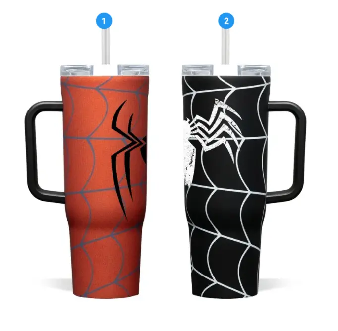 [Hero Collection] Web Slinger 40oz Tumbler with Handle & Straw, Stainless Steel Double Wall Vacuum Insulated Travel Mug, Spider Inspired Dark Hero Design, Fits Car Cup Holder, Gift for Superhero Fans