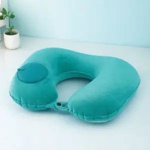 Inflatable U-Shape Travel Neck Pillow for Airplane Camping Foldable Supportive Memory Foam Pillow with Fast Inflation Neck Support Portable for Outdoor Sleeping Bag Comfortable Breathable Lightweight Car Home Nap