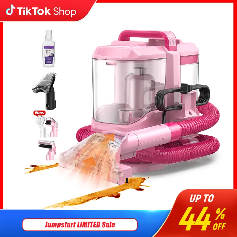 [JumpstartSale] Upholstery Carpet Vacuum Cleaner, 18KPa Suction Spot Cleaning Machine for Pet Stains, Carpets, Sofa, Car Seats, Mattress, with 3 Multipurpose Cleaning Tools, 6'' Deep Cleaning Brush | Portable 3-in-1 Little Pink C9S