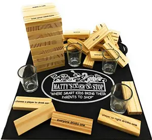 Matty's Toy Stop Deluxe Drunken' Tower The Grab A Piece Adult Party Game with Exclusive Matty's Toy Stop Storage Bag - Adult Party Game