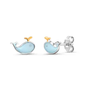 925 Sterling Silver Enamel Dolphin Earrings, Sea life Jewelry, Summer Jewelry, Silver Dolphin Stud Earrings, Dainty Stud Earrings,  Hypoallergenic Studs