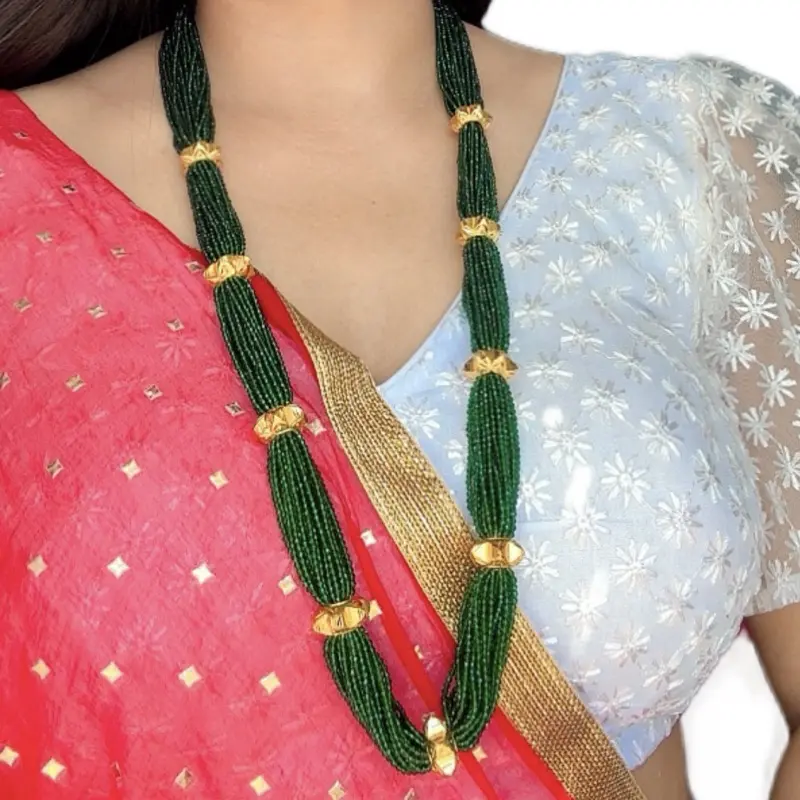 Women's Hydro Crystal Naugedi Traditional Necklace - Gold-Accented Classic Jewelry, Necklaces for Women, Crystal Art, Ethnic, Traditional & Artistic Cultural Heritage Costume Accessory, Crystal Art Necklaces