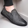 New Men's One-Step Classic Business Flat Leather Shoes, Casual Lazy Low Top Loafers, Simple Versatile Formal Slip-Ons, Business Style Loafers, Fashionable All Seasons, Slip On Footwear