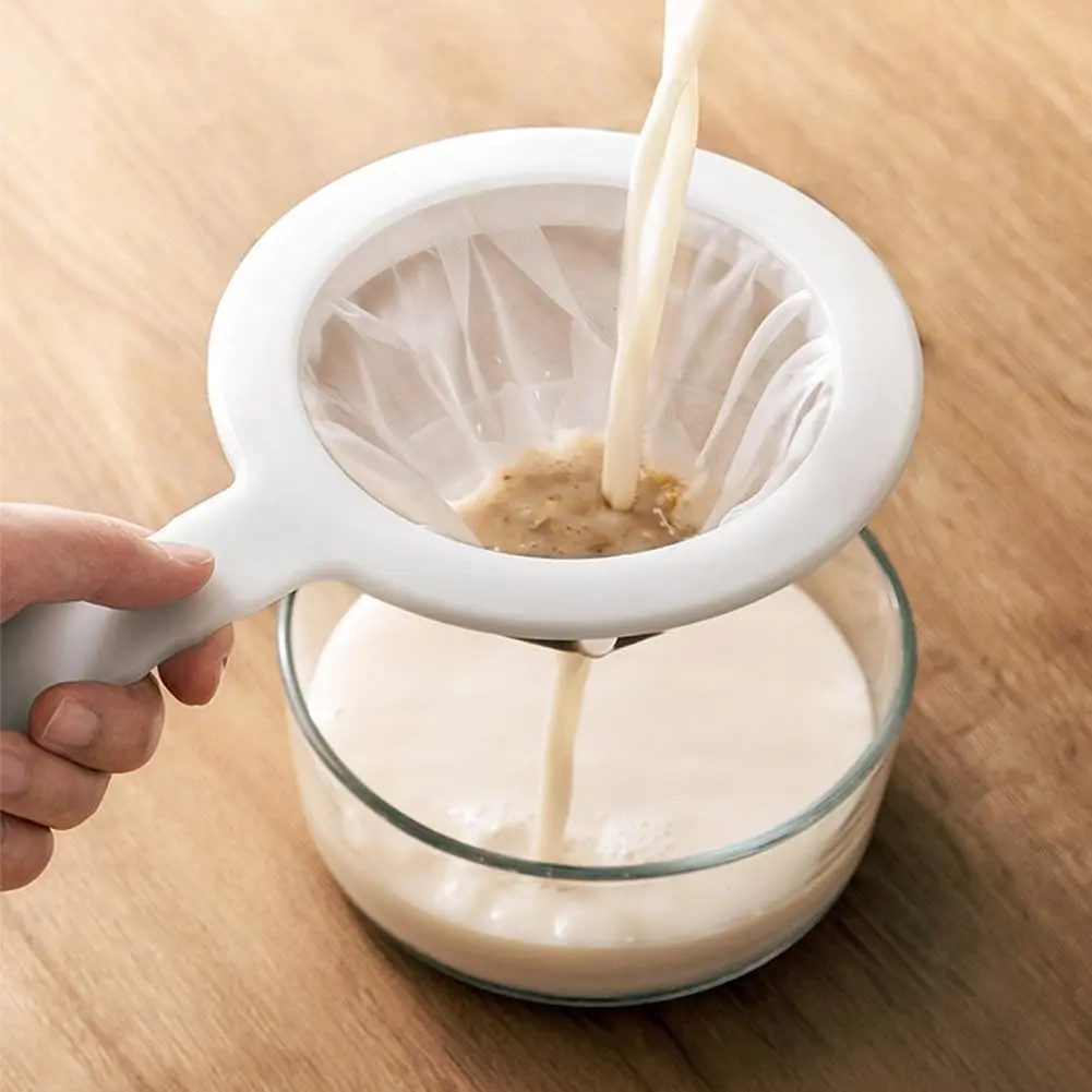 Kitchen Ultra-Fine Nylon Mesh Strainer Food Yogurt Mesh Sieve Plastic Mesh Colander with Handle Mini Brine Shrimp Separation Net for Filtering Juice Juice Milk Honey(100-Mesh)