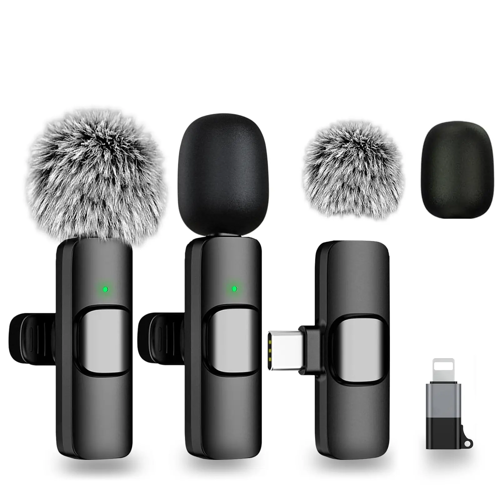 Professional Wireless Mini Microphone for iPhone, iPad, Android Phone - Bluetooth Lavalier Microphone for Video Recording - Clip-on USB C Microphone for Live Streaming, Vlogging
