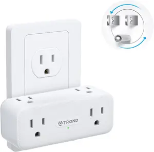 TROND Outlet Extender Surge Protector - 6 AC Outlet Splitter with Rotating Plug 360, 900J Multi Plug Expander, 3-Sided Swivel Plug Extension Outlet, Wall Adapter for Bathroom Kitchen Office Travel