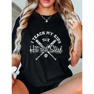 100% Cotton I Teach My To Hit and Steal Funny Baseball Vintage T-Shirt