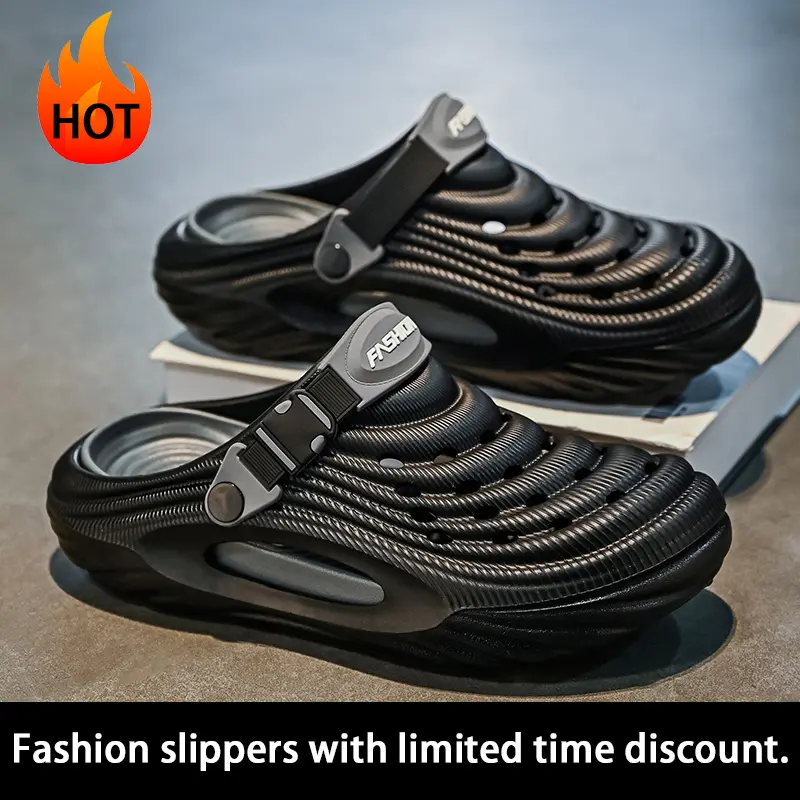Men's Summer Fashion Clogs - EVA Slip-On Garden Shoes with Alphabet Print, Breathable Cut-Out Design, Non-Slip Durable Heel for Outdoor Activities, Casual Beach Wear, and Everyday Use, Summer Sandals Footwear Boy
