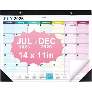 Desk Calendar 2025-2026 14" x 11" 18-Month Academic Planner with Mini Calendars for  School Office Colorful Thick Paper 120 Gsm