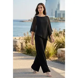 Women's Black Pant Suit for Funeral – Eva USA 3381