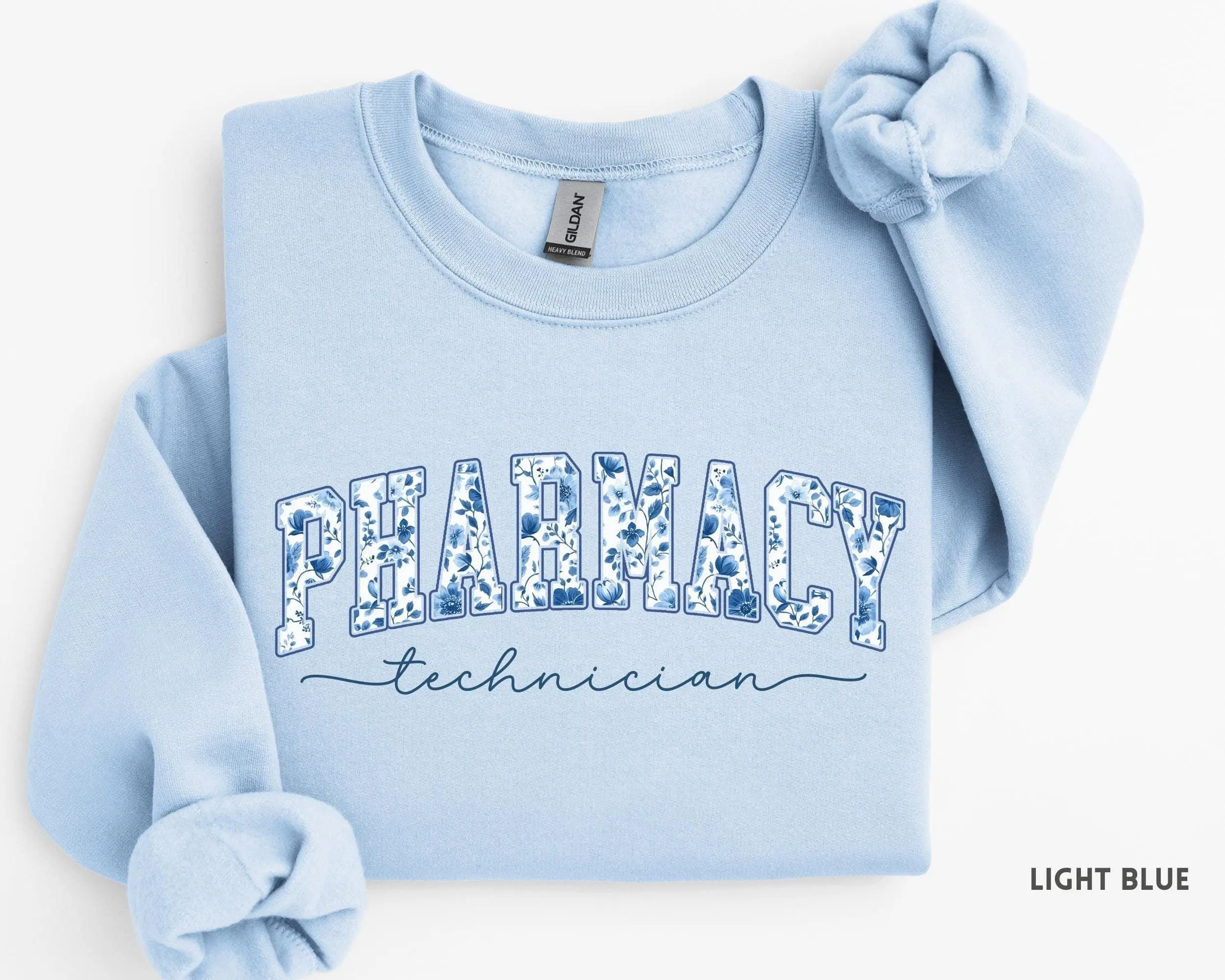 Pharmacy Technician Sweatshirt, Blue Toile Pharmacist Crewneck, PharmD Graduation Gift, Pharmacy Tech Student Sweatshirt, Pharmacy Week Cotton Unisex