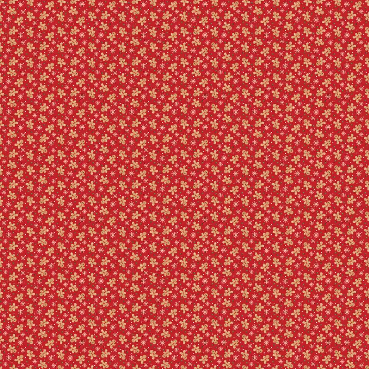 Fabric 3 Wishes Red Festive Gingerbread Fun Very Merry Gingerbread by the Quarter Yard 24611-RED