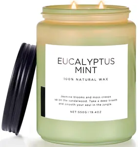Eucalyptus & Mint Candles for  Scented, 19.4oz 110 Hours  Soy  Candle  for  , Meditation, Yoga, Relaxing ,  Soy Wax for Men and Women