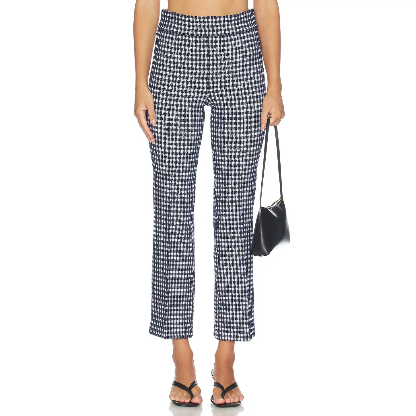 SPANX Pintuck Kick Flare Pant in Timeless Navy Gingham