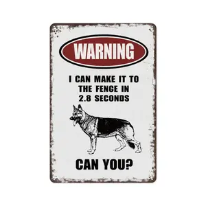 8x12 Inch Aluminum Metal Sign - Warning I Can Make It To The Fence In 2.8 Seconds Can You? - Funny Dog Lover Wall Decor for Home, Yard, Gate, Farmhouse, and Dog Park - Humorous Pet Art Plaque for German Shepherd Enthusiasts