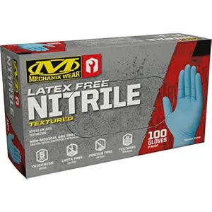 : 5 Mil Nitrile Disposable Gloves with High Dexterity, Latex Free, Powder Free, Nitrile Rubber Gloves, Textured Grip, , ing and Mechanic Work Gloves (Blue 5 mil, X-Large)