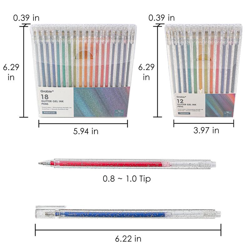 [Flash Sale] Grabie Dual Tone Iridescent Glitter Gel Ink Pens - 12/18 Vibrant Colors for Lettering, Coloring Books, Scrapbooking, Planner and More colorful pens, crafts, drawing, design Art Markers Set, gift for valentines's day