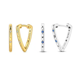 MULA personalized triangular star zircon earrings, 925 Silver-plated and K-gold-plated, are birthday, anniversary, Christmas, Valentine's Day party accessories and suitable for surprise gifts on many occasions