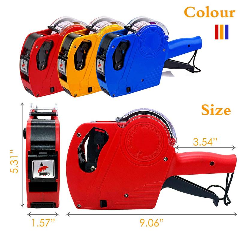 MX-5500 8 Digits Price Tag Gun with 5000 Sticker Labels & 3 Ink Refills Label Maker Kit for Office Retail Grocery Store ABS Material
