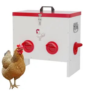 Chicken Feeder - Holds 30 Pounds of Feed - Chickens, Ducks, Turkeys - Large Gravity Fed Automatic Poultry Dispenser - No Waste Rainproof Design