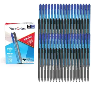 Paper Mate InkJoy 100RT Ballpoint Pens, Medium Point (1.0mm), Black and Blue Ink, 72 Count