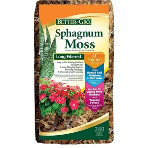 Better-Gro Sphagnum Moss - 100% Natural, Long-Fiber Moss for Orchids, Ferns, and Hostas, Excellent for Hanging Baskets and Propagating Plants - 240 Cubic Inches