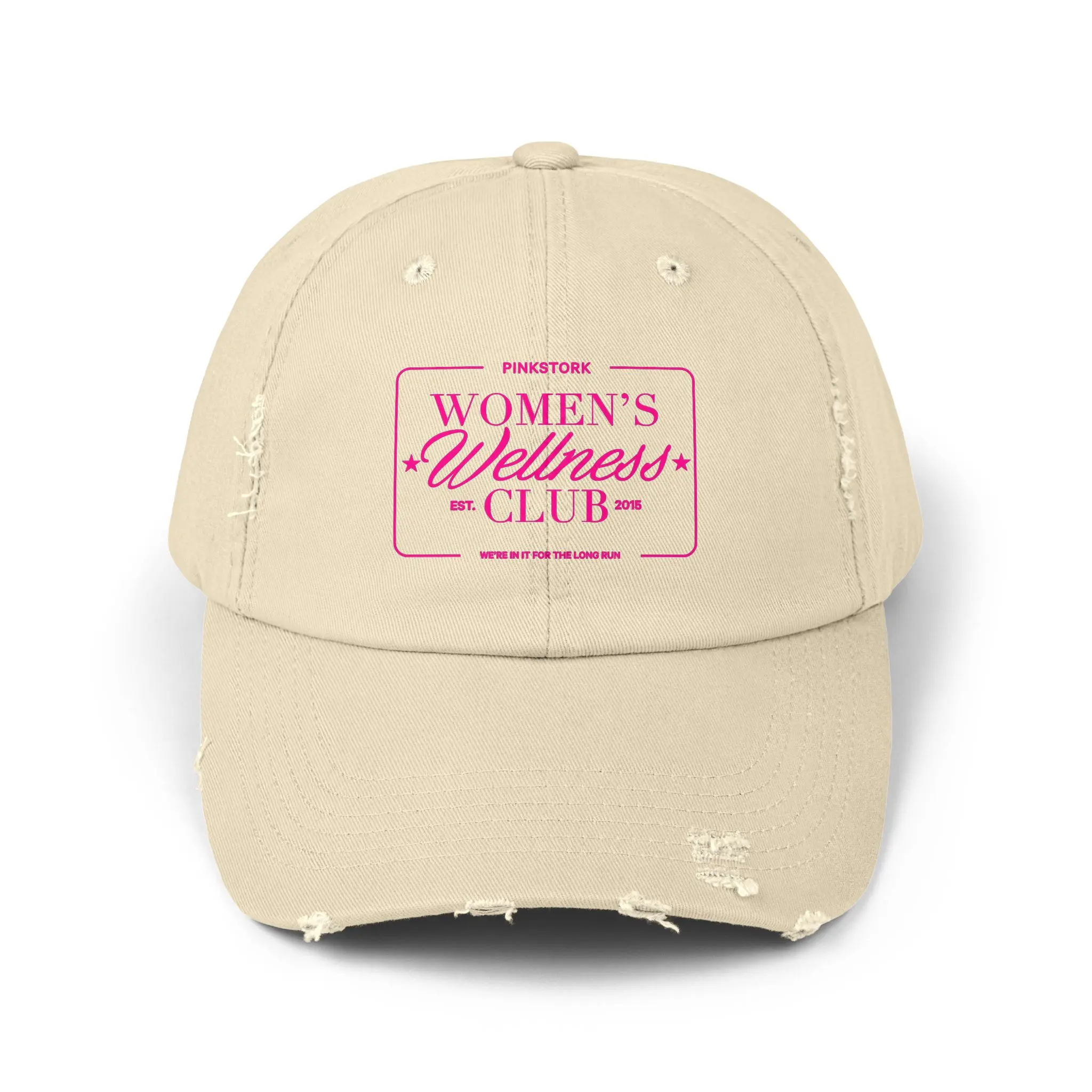 Pink Stork Women's Wellness Club Cap | Distressed Baseball Hat, Pink Retro Logo