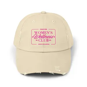Pink Stork Women's Wellness Club Cap | Distressed Baseball Hat, Pink Retro Logo
