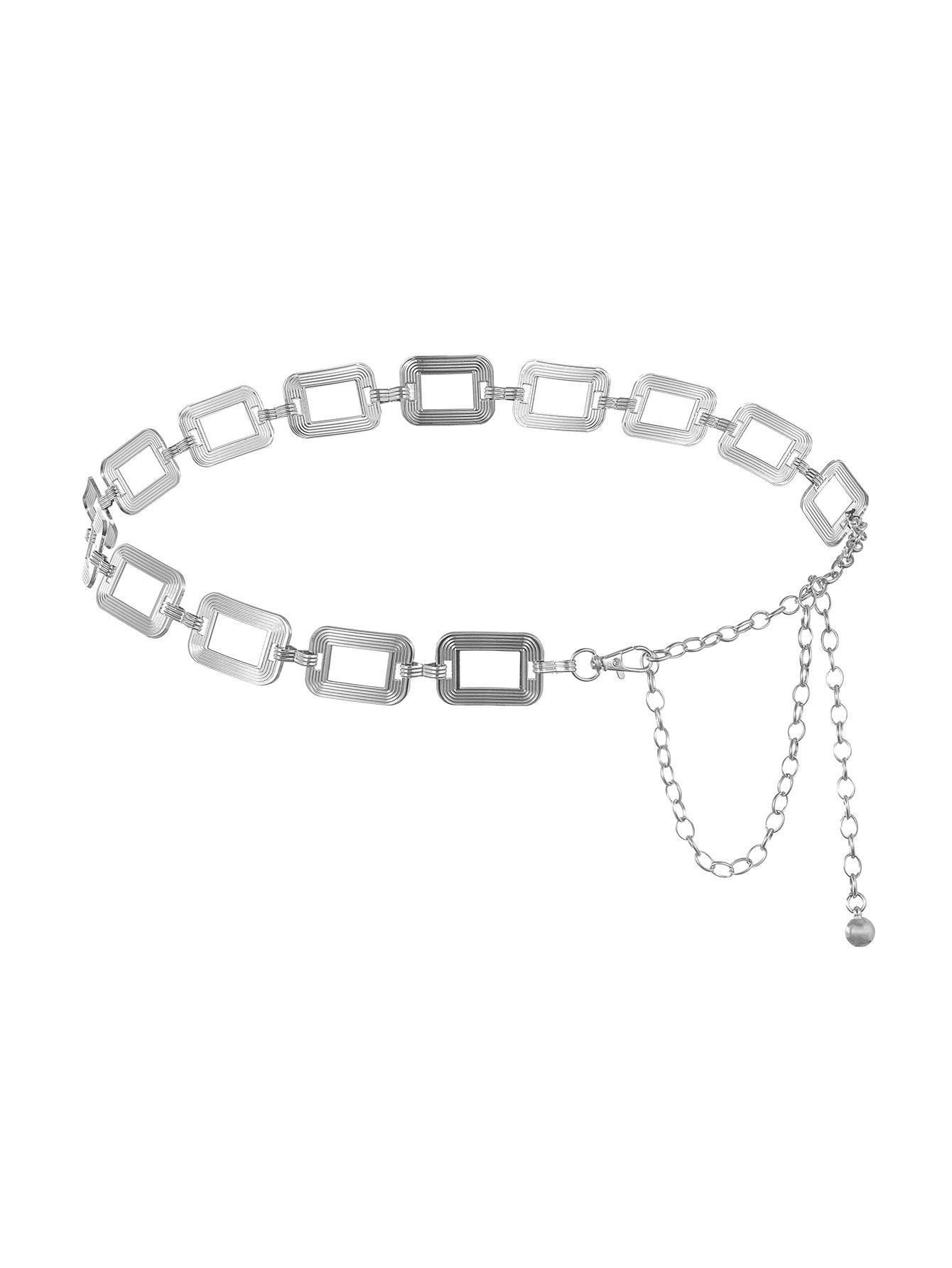 Gold Tone Square Link Waist Chain Belt for Women, Layered Metal Chain Belly Body Chain with Tassel, Punk Hip Hop Waist Jewelry for Jeans Skirt, Festival Party Accessory, Unique Gift for Her dad to daughter necklace gift Black Heart Tassel Long Earrings